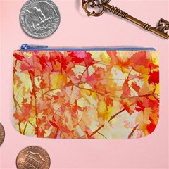 Monotype Art Pattern Leaves Colored Autumn Large Coin Purse by Amaryn4rt