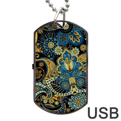 Retro Ethnic Background Pattern Vector Dog Tag Usb Flash (two Sides) by Amaryn4rt