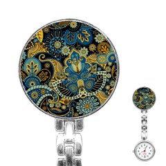 Retro Ethnic Background Pattern Vector Stainless Steel Nurses Watch by Amaryn4rt