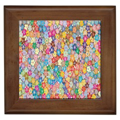 Monotype Art Pattern Leaves Colored Autumn Framed Tile by Amaryn4rt