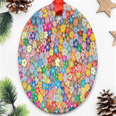 Monotype Art Pattern Leaves Colored Autumn Ornament (oval) by Amaryn4rt