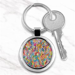 Monotype Art Pattern Leaves Colored Autumn Key Chain (round) by Amaryn4rt