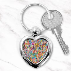 Monotype Art Pattern Leaves Colored Autumn Key Chain (heart) by Amaryn4rt