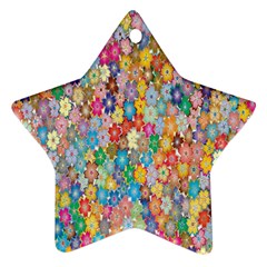 Monotype Art Pattern Leaves Colored Autumn Star Ornament (two Sides) by Amaryn4rt