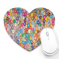 Monotype Art Pattern Leaves Colored Autumn Heart Mousepad by Amaryn4rt