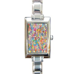 Retro Ethnic Background Pattern Vector Rectangle Italian Charm Watch by Amaryn4rt