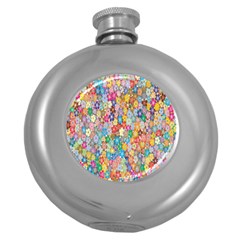 Retro Ethnic Background Pattern Vector Round Hip Flask (5 Oz) by Amaryn4rt