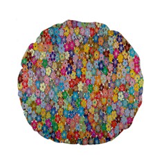 Monotype Art Pattern Leaves Colored Autumn Standard 15  Premium Flano Round Cushions by Amaryn4rt