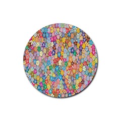 Sakura-cherry-blossom-floral Rubber Round Coaster (4 Pack) by Amaryn4rt