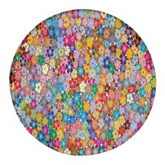 Sakura-cherry-blossom-floral Round Glass Fridge Magnet (4 Pack) by Amaryn4rt