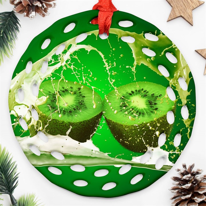 Kiwi Fruit Vitamins Healthy Cut Round Filigree Ornament (Two Sides)