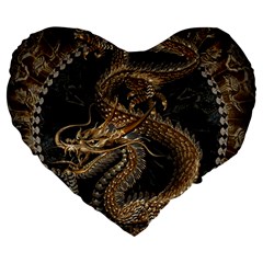 Dragon Pentagram Large 19  Premium Heart Shape Cushions by Amaryn4rt