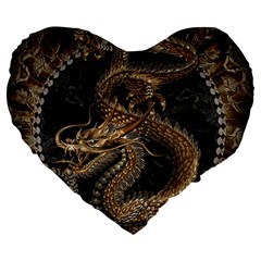 Dragon Pentagram Large 19  Premium Flano Heart Shape Cushions by Amaryn4rt