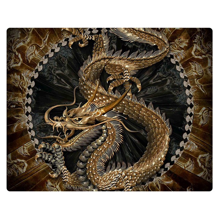 Dragon Pentagram Two Sides Premium Plush Fleece Blanket (Medium)