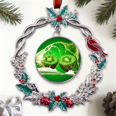 Kiwi Fruit Vitamins Healthy Cut Metal X mas Wreath Holly Leaf Ornament by Amaryn4rt