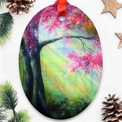 Forests Stunning Glimmer Paintings Sunlight Blooms Plants Love Seasons Traditional Art Flowers Sunsh Ornament (oval) by Amaryn4rt