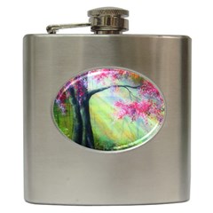 Forests Stunning Glimmer Paintings Sunlight Blooms Plants Love Seasons Traditional Art Flowers Sunsh Hip Flask (6 Oz) by Amaryn4rt