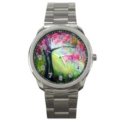 Forests Stunning Glimmer Paintings Sunlight Blooms Plants Love Seasons Traditional Art Flowers Sunsh Sport Metal Watch by Amaryn4rt