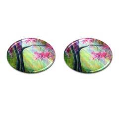 Forests Stunning Glimmer Paintings Sunlight Blooms Plants Love Seasons Traditional Art Flowers Sunsh Cufflinks (oval) by Amaryn4rt