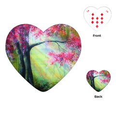 Forests Stunning Glimmer Paintings Sunlight Blooms Plants Love Seasons Traditional Art Flowers Sunsh Playing Cards Single Design (heart) by Amaryn4rt