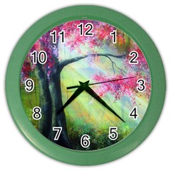 Forests Stunning Glimmer Paintings Sunlight Blooms Plants Love Seasons Traditional Art Flowers Sunsh Color Wall Clock by Amaryn4rt