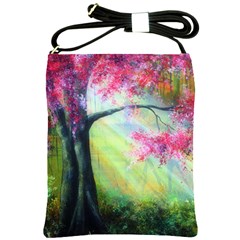 Forests Stunning Glimmer Paintings Sunlight Blooms Plants Love Seasons Traditional Art Flowers Sunsh Shoulder Sling Bag by Amaryn4rt