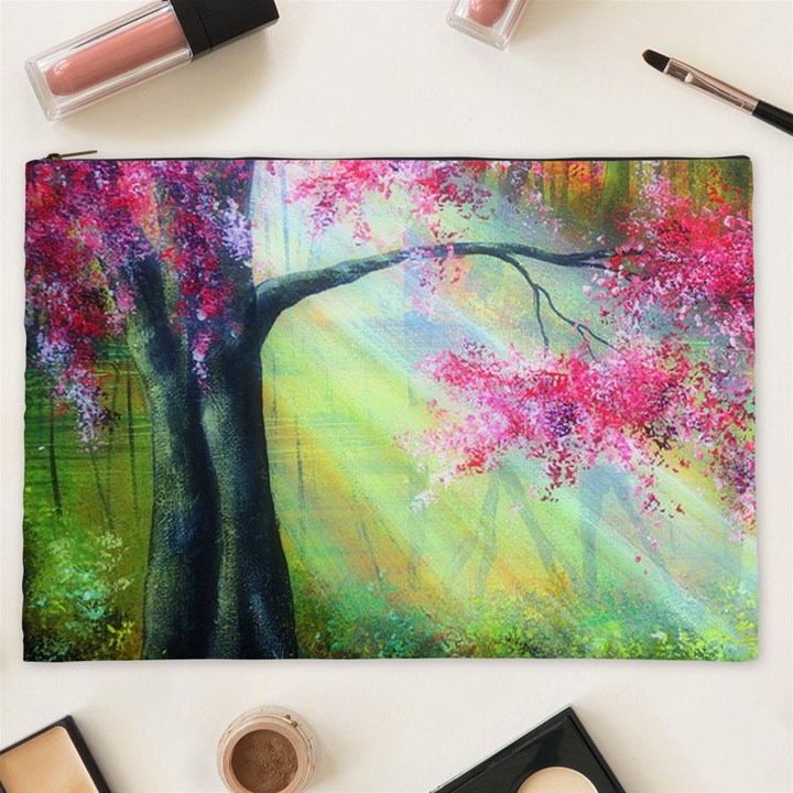 Forests Stunning Glimmer Paintings Sunlight Blooms Plants Love Seasons Traditional Art Flowers Sunsh Cosmetic Bag (XXL)