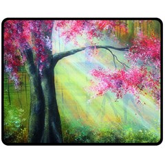 Forests Stunning Glimmer Paintings Sunlight Blooms Plants Love Seasons Traditional Art Flowers Sunsh Two Sides Fleece Blanket (medium) by Amaryn4rt