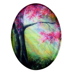 Forests Stunning Glimmer Paintings Sunlight Blooms Plants Love Seasons Traditional Art Flowers Sunsh Oval Glass Fridge Magnet (4 Pack) by Amaryn4rt