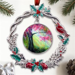 Forests Stunning Glimmer Paintings Sunlight Blooms Plants Love Seasons Traditional Art Flowers Sunsh Metal X mas Wreath Holly Leaf Ornament by Amaryn4rt