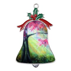 Forests Stunning Glimmer Paintings Sunlight Blooms Plants Love Seasons Traditional Art Flowers Sunsh Metal Holly Leaf Bell Ornament by Amaryn4rt