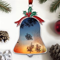 Hardest-frost-winter-cold-frozen Metal Holly Leaf Bell Ornament by Amaryn4rt