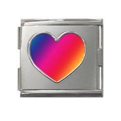 Rainbow Colors Mega Link Heart Italian Charm (18mm) by Amaryn4rt