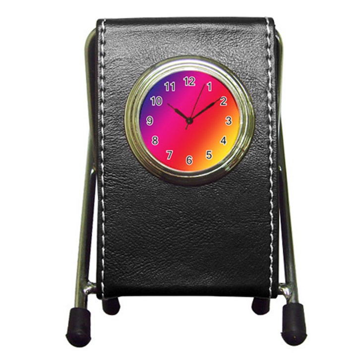 Rainbow Colors Pen Holder Desk Clock