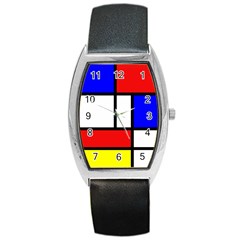 Mondrian-red-blue-yellow Barrel Style Metal Watch by Amaryn4rt