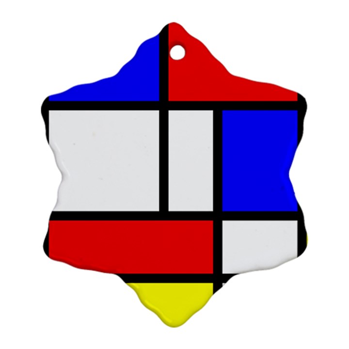 Mondrian-red-blue-yellow Snowflake Ornament (Two Sides)