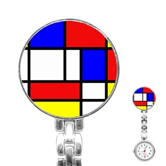 Mondrian-red-blue-yellow Stainless Steel Nurses Watch by Amaryn4rt