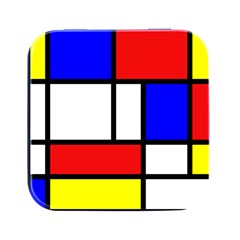 Mondrian-red-blue-yellow Square Metal Box (black) by Amaryn4rt