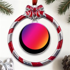 Rainbow Colors Metal Red Ribbon Round Ornament by Amaryn4rt