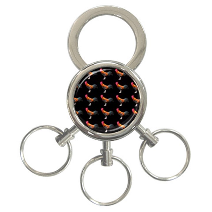 Background-pattern-chicken-fowl 3-Ring Key Chain