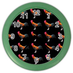 Background-pattern-chicken-fowl Color Wall Clock by Amaryn4rt