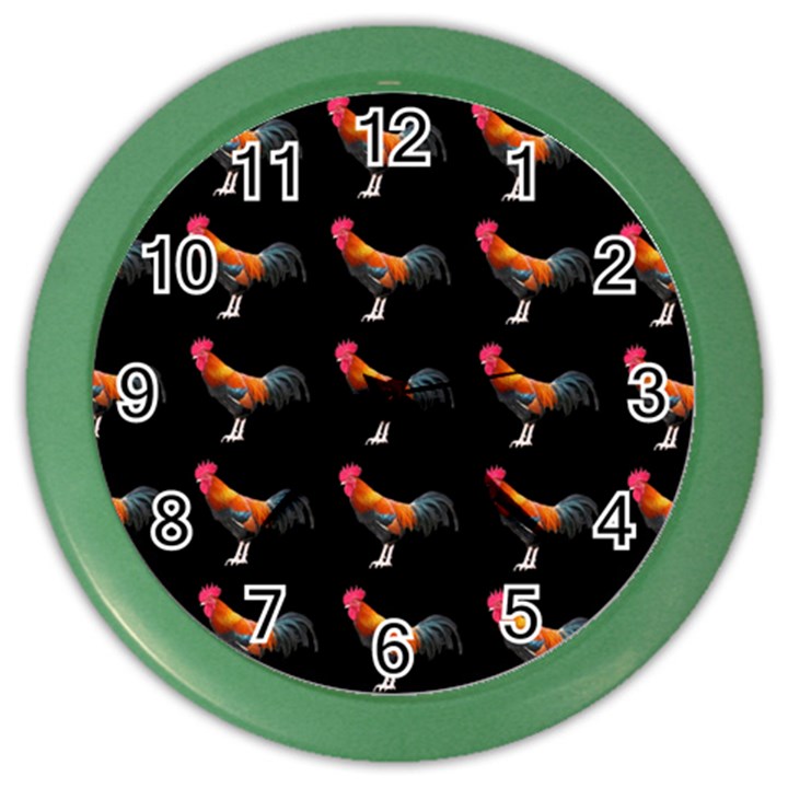 Background-pattern-chicken-fowl Color Wall Clock