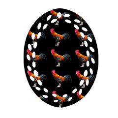 Background-pattern-chicken-fowl Oval Filigree Ornament (two Sides)