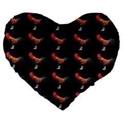 Background-pattern-chicken-fowl Large 19  Premium Heart Shape Cushions by Amaryn4rt