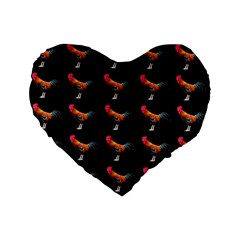 Background-pattern-chicken-fowl Standard 16  Premium Flano Heart Shape Cushions by Amaryn4rt