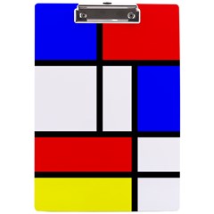 Mondrian-red-blue-yellow A4 Acrylic Clipboard by Amaryn4rt