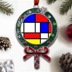 Mondrian-red-blue-yellow Metal X mas Lollipop With Crystal Ornament by Amaryn4rt