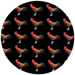 Background-pattern-chicken-fowl Wooden Puzzle Round by Amaryn4rt