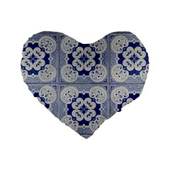 Ceramic-portugal-tiles-wall Standard 16  Premium Heart Shape Cushions by Amaryn4rt