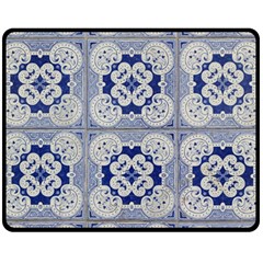 Ceramic-portugal-tiles-wall Two Sides Fleece Blanket (medium) by Amaryn4rt